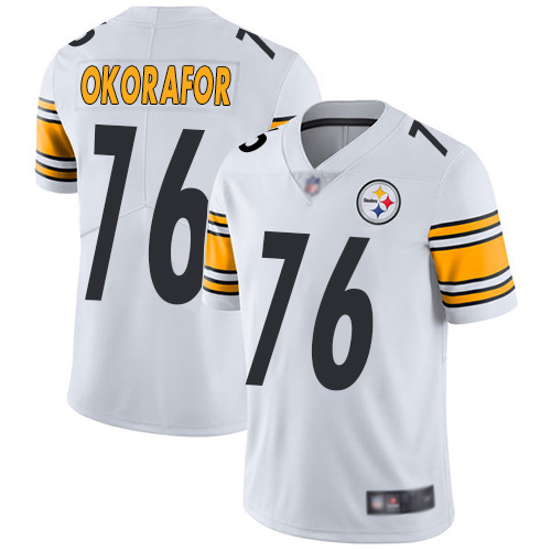 Men Pittsburgh Steelers Football #76 Limited White Chukwuma Okorafor Road Vapor Untouchable Nike NFL Jersey